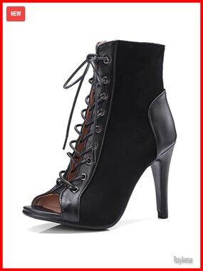 Roimaash Women's Peep Toe Lace Up Dance Heels 10cm Stiletto Sandals